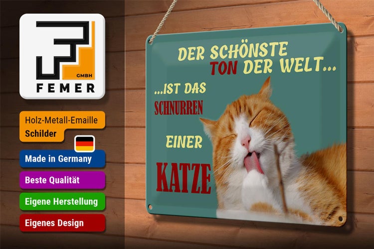 Blechschild Spruch 30x20cm Schönste Ton ist Katzenschnurren