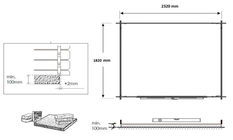 Gartenhaus, Gerätehaus 5m2 - 2,50x2m - 28mm - Imprägniert