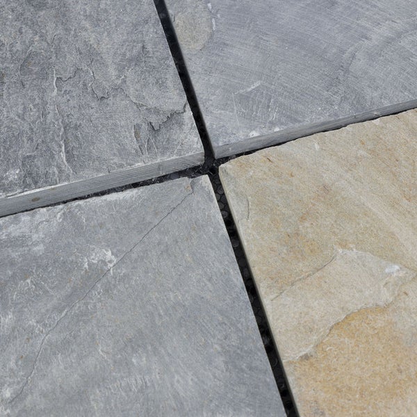FLOORDIREKT Klickfliesen Naturstein 30 x 30 cm - Rostiger Schiefer Terrassenfliese - 11er-Set