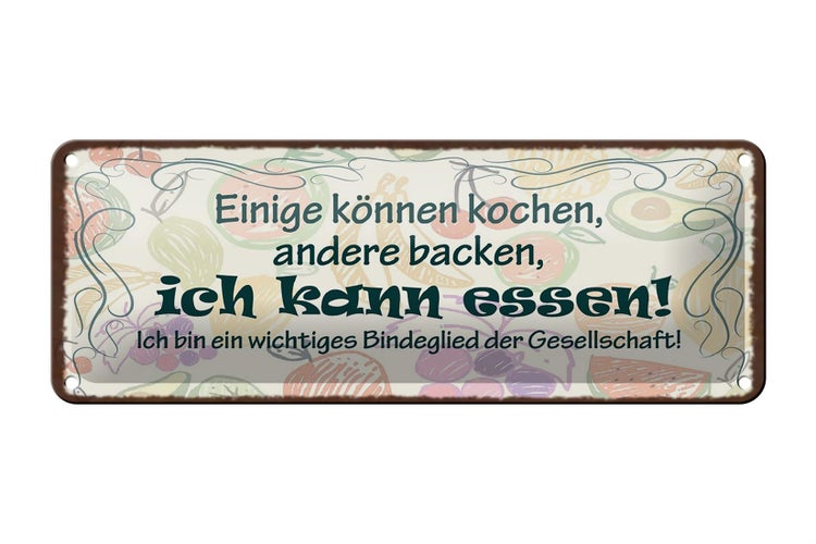 Blechschild Spruch 27x10cm einige können kochen backen ich Dekoration