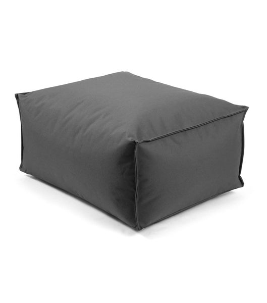 Outdoor Pouf, Hocker 60x45cm in Anthrazit / Schwarz für Balkon und Garten 'Der Ruhestifter' Bodenkissen eckig, Sitzwürfel, Fußhocker, Sitzpouf, Beistelltisch, EPS-Perlen Füllung, Indoor geeignet