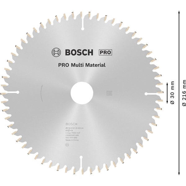 Bosch Pro Multi Material Sägeblatt mit 216 Millimeter Durchmesser
