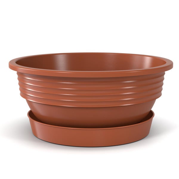 Plastard Pflanzschale Ø 25 x 10 cm mit Untersetzer – wetterfest, frostbeständig, ideal für Garten, Balkon & Küche