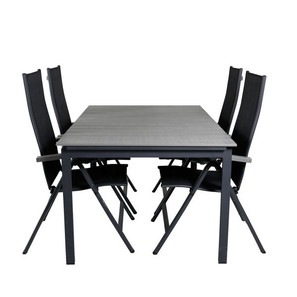 Levels Gartenset Tisch 100x160/240cm und 4 Stühle L5pos Albany schwarz, grau. 100 X 160 X 75 cm