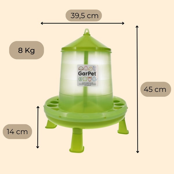 GarPet Futterautomat, 8 kg, mit den Maßen 39,5 cm x 45 cm x 14 cm