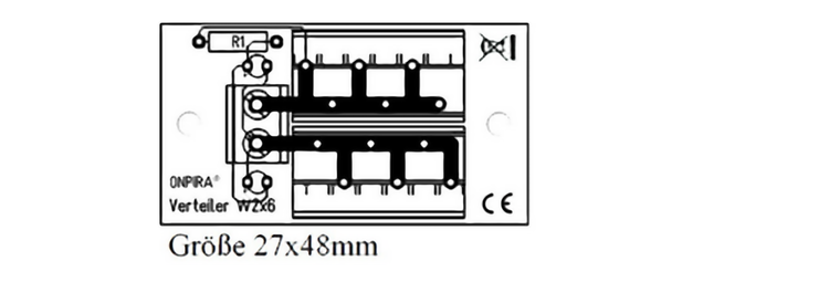 ONPIRA Verteiler W2x6 Modul mit 27 mal 48 Millimeter Größe zur elektrischen Kontaktierung