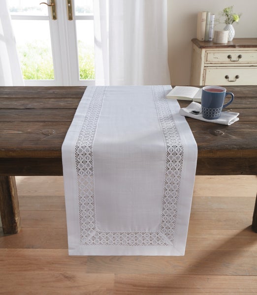 FRANK FLECHTWAREN | Tischläufer Häkelborte, POLYESTER, 40 x 140 cm