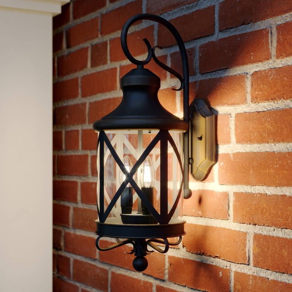 Lindby Wandlampe außen Laterne rostfarben, Aussenwandleuchte IP23 3x E14 max. 40W ohne Leuchtmittel Außenleuchte Hauswand Wandleuchte aussen