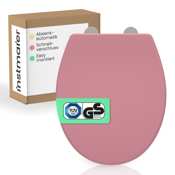 Toilettensitz mit Absenkautomatik, Schnellverschluss und einfacher Montage. Geprüfte Sicherheit durch das GS Zeichen und TÜV Süd Siegel.