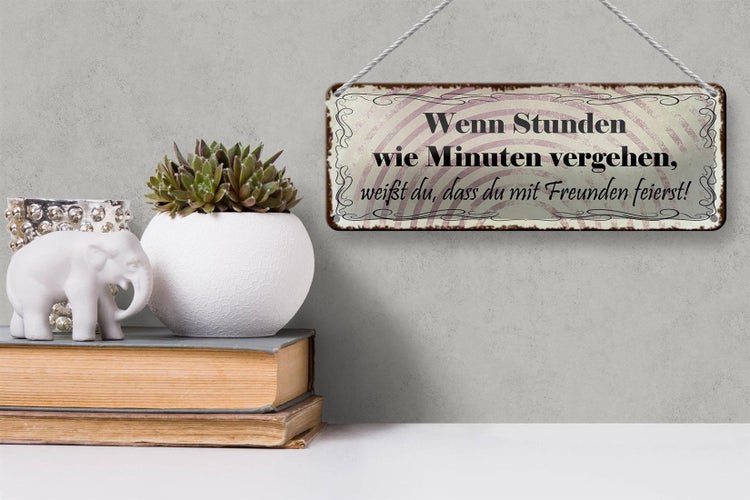 Blechschild Spruch 27x10cm Freunde wenn Stunden wie Minuten Dekoration