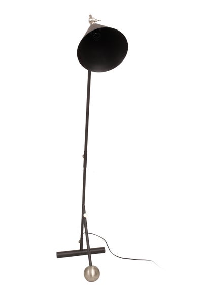 Designer Stehlampe im Factory-Style Schwarz Silber, Loft Stil Lampe 144 cm | Wohnzimmer Esszimmer Leuchte