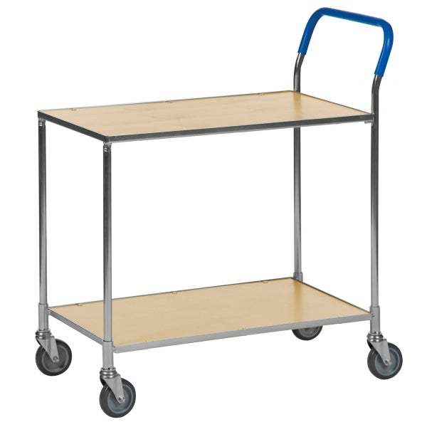 Servierwagen mit zwei Ablageflächen und Rollen