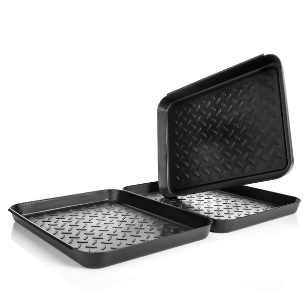 BigDean 3 Stück Schuhabtropfschale 27x35cm Anthrazit Schuhmatte für zu Hause – Schuhablage aus bruchfestem Kunststoff