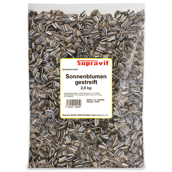 Verpackung mit gestreiften Sonnenblumenkernen, 2,5 Kilogramm