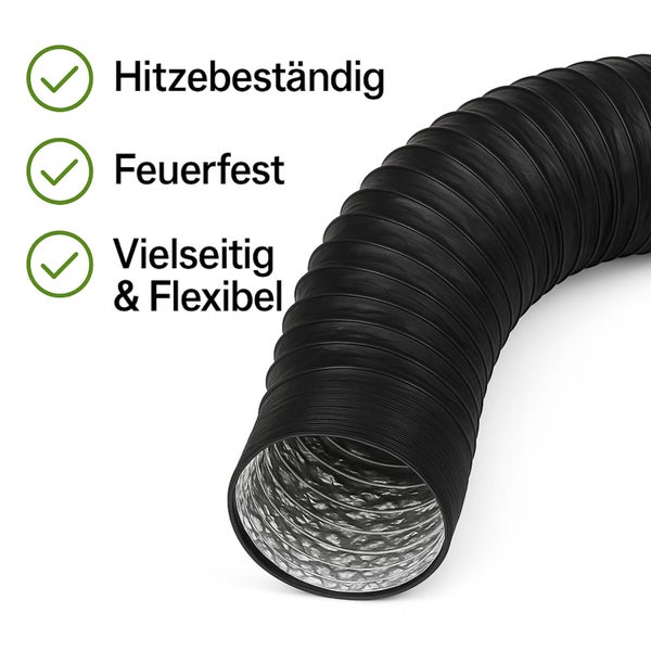 Combiflexrohr 300 mm – 1 Meter flexibler Abluftschlauch für Klimageräte, Growboxen & mehr – Robuste Aluminium-Innenbeschichtung, Feuerfest & Extra Stabil