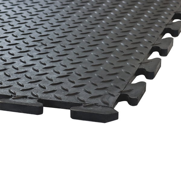 PROREGAL Anti-Ermüdungs-Gummifliese Zentralstück | BxL 80x70cm | Stärke 1,2cm | Schwarz | Anti-Rutsch, Matte, Bodenschutz