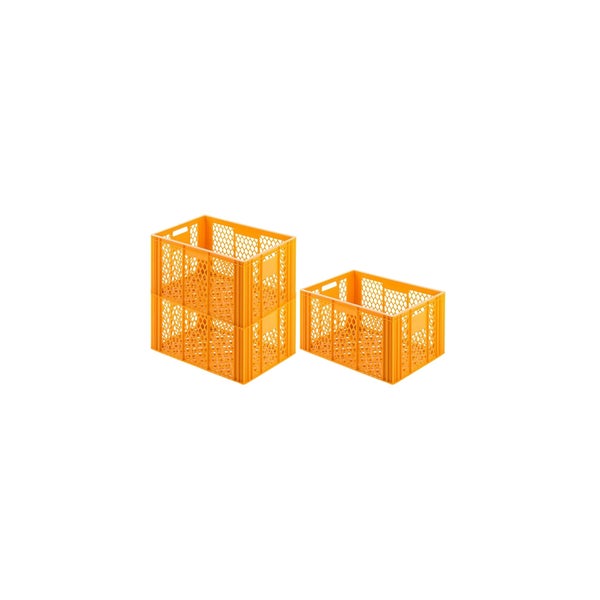 PROREGAL SuperSparSet 3 x Eurobehälter Bäcker- und Konditorenkasten HxBxT 34,9 x 40 x 60 70 Liter Gelb-Orange Brötchenkiste Sstapelbare Bäckerkiste