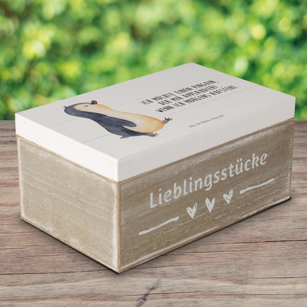 Mr. & Mrs. Panda 19 x 12 cm Holzkiste Pinguin marschieren - Weiß
