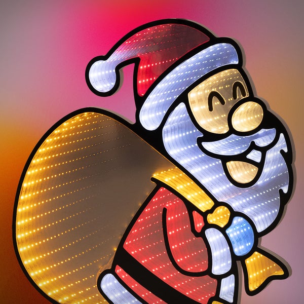 LED Weihnachtsmann Figur mit Geschenkesack als weihnachtliche Leuchtdekoration für den Innen- und Außenbereich