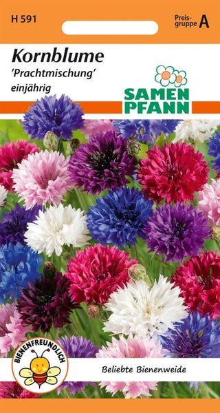 Samenpackung Kornblume Prachtmischung, einjährig, von Samen Pfann