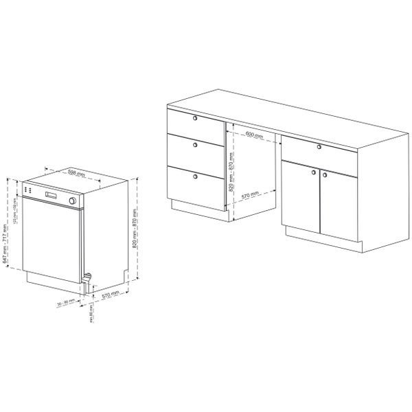 Telefunken Geschirrspüler 60 cm teilintegrierbar Einbau Spülmaschine 12 Maßgedecke 6 Programme AquaStop GET6012DI