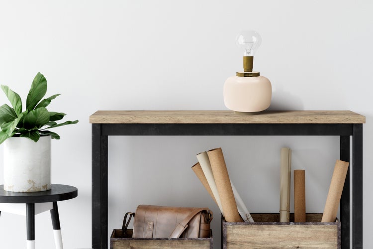 Dekorative Tischlampe Rosa Gold, Nachttisch Wohnzimmer Lampe 25 cm | Wohnzimmer Esszimmer Leuchte
