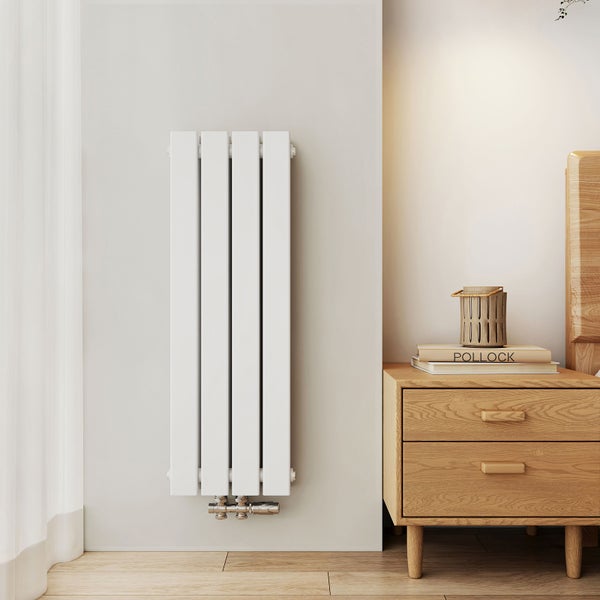 EMKE Heizkörper Flach Heizkörper Design Paneelheizkörper, Vertikal, Doppellagig, Mittelanschluss, 900x 300 mm, 446W, Weiß