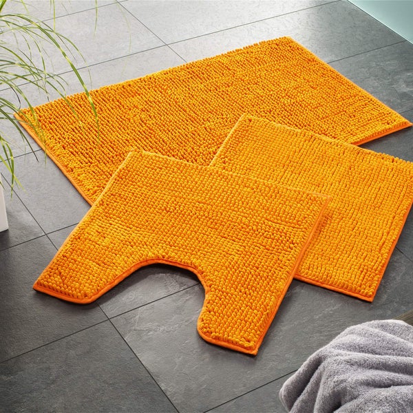 1 St. Badematte, mit WC Auschnitt  PARIS Orange 45 x 45 cm MIT Ausschnitt