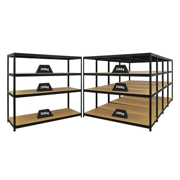 PROREGAL Mega Deal 5x Schwerlastregal Giant Elephant HxBxT 160 x 180 x 60cm Fachlast 200kg Schwarz