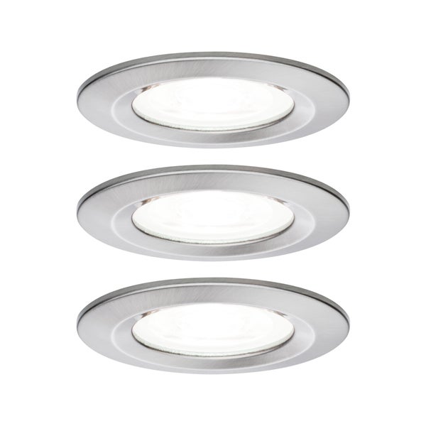 LED Einbauleuchte Nova Basisset starr IP44 rund 78mm GU10 3x6,5W 3x470lm 230V 4000K Eisen gebürstet
