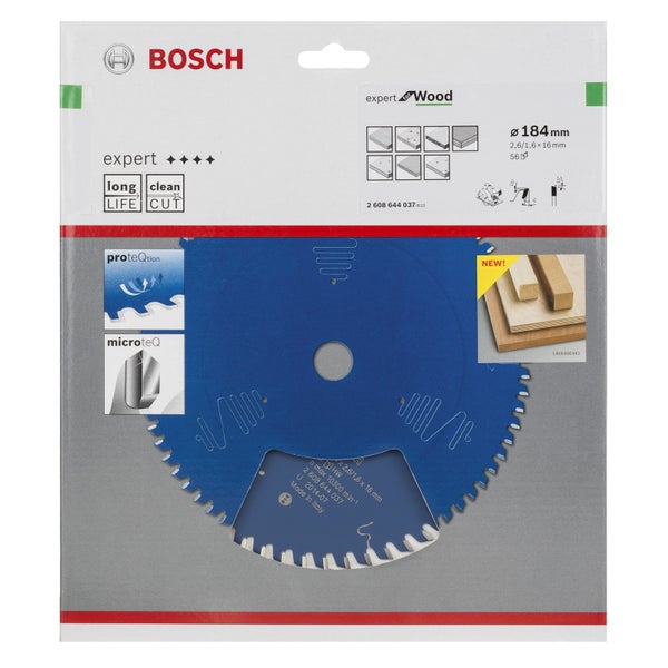 Bosch Kreissägeblatt Expert for Wood für Handkreissägen 184 x 16 x 2,6 mm 56 - 2608644037