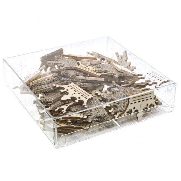 Dekorative Holzstreuteile Kronen in einer Kunststoffbox