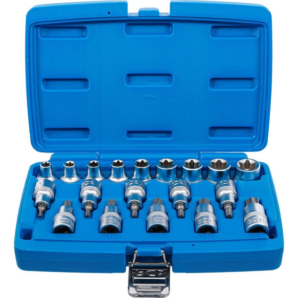 BGS Bit-Einsatz-/Steckschlüssel-Einsatz-Satz Antrieb Innenvierkant 12,5 mm (1/2) E-Profil / T-Profil (für Torx) 19tlg. - 5100