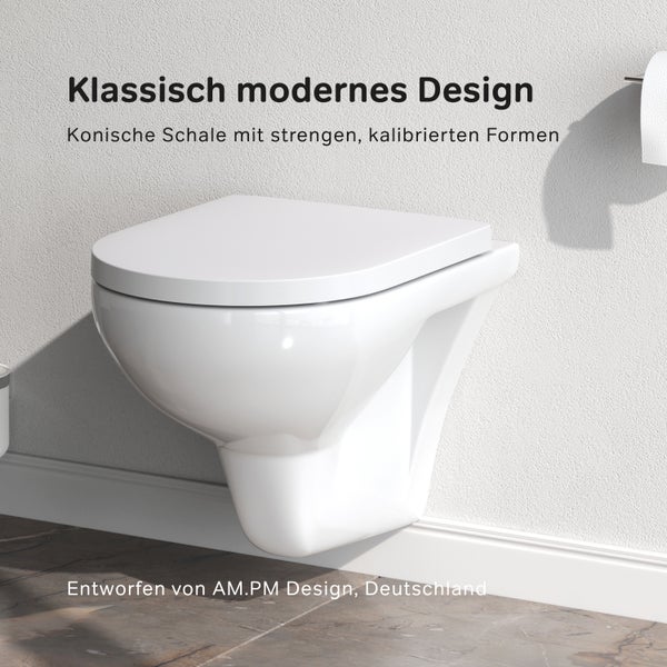 AM.PM Wand-WC  Tiefspüler ohne Spülrand weiß glänzend mit WC-Sitz CTA1700SC Hit