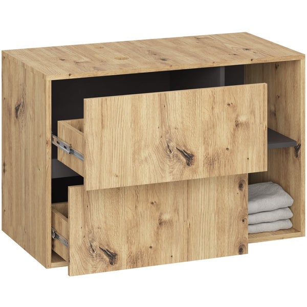 Waschtischunterschrank mit zwei Schubladen in Holzoptik
