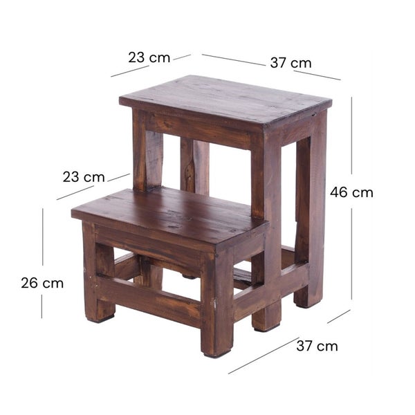 Trittleiter STEP Recyclingholz zweistufig  03 dunkelbraun