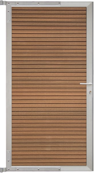 GartenLand Steckzauntor Shadowline ca. 90 x 175 cm WPC Mahagoni Aluminium Silber