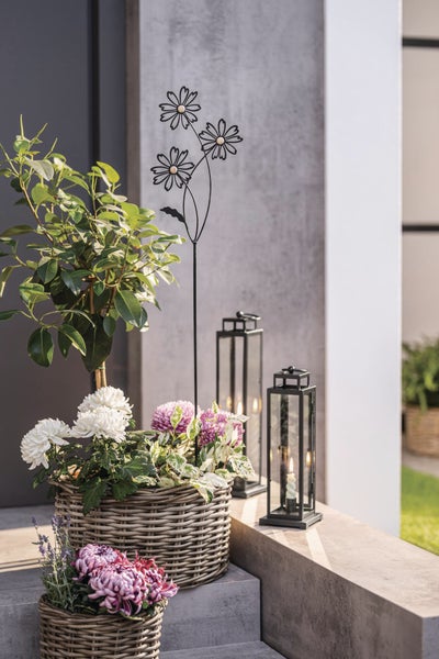 FRANK FLECHTWAREN|Gartenstecker Blumen, 20 x 100 cm, METALL, HOLZ