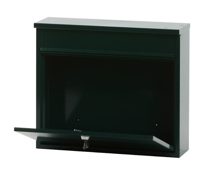 PROREGAL Wandbriefkasten Granadan Aus Stahl Mit Einwurfsklappe HxBxT 31,5 x 36 x 11 cm Einwurföffnung 32 x 4 cm Grün
