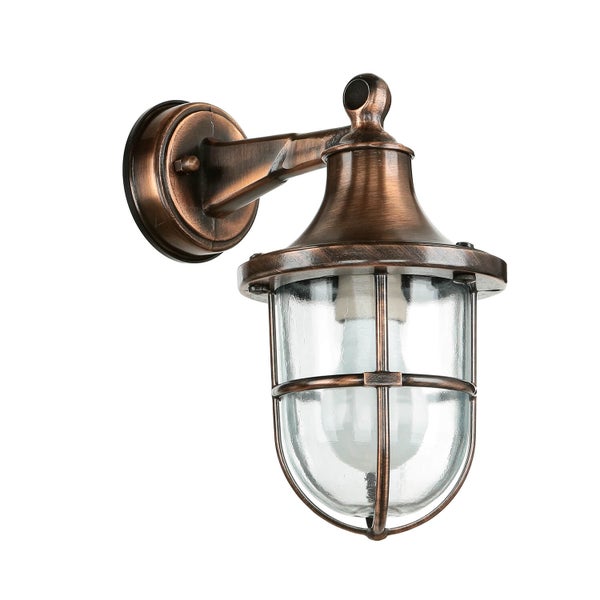 Wandleuchte mit Glasschirm und Metallrahmen