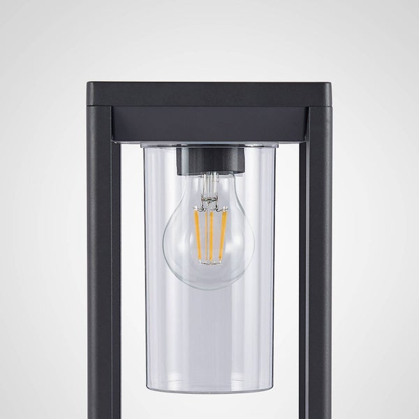 Lindby Außenleuchte Estami (spritzwassergeschützt (Modern) in Schwarz aus Aluminium (1 flammig, E27) - Wegeleuchte Pollerleuchte Wegelampe Sockelleuchte