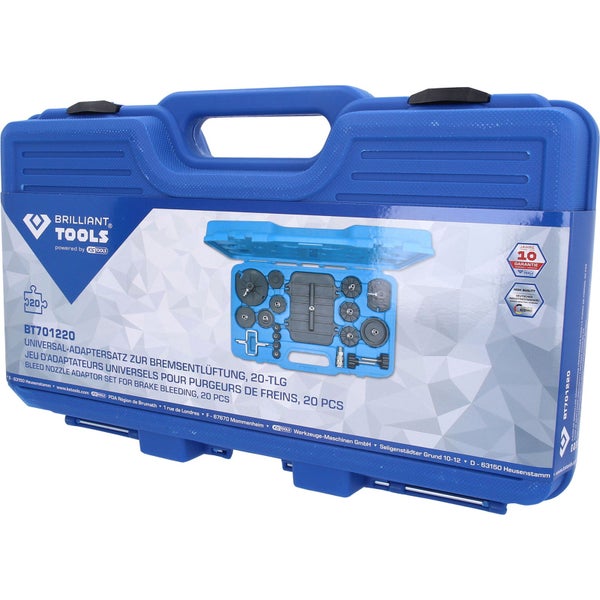 Brilliant Tools Universal Adaptersatz zur Bremsenentlüftung im Werkzeugkoffer