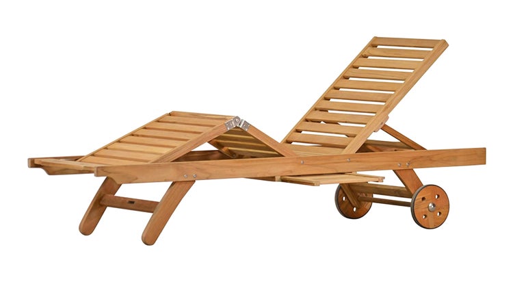 Gartenliege Holz Teak Liege Sonnenliege mit Rollen Relaxliege Pool wetterfest premium