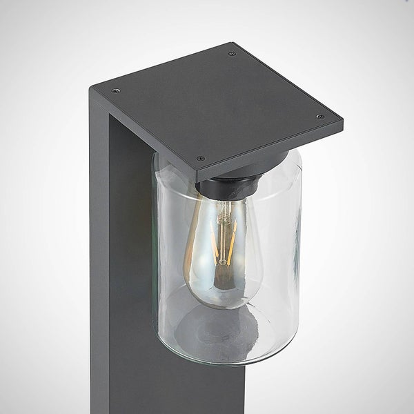 Lucande Außenleuchte Semka (spritzwassergeschützt (Modern) in Schwarz aus Aluminium (1 flammig, E27) - Wegeleuchte Pollerleuchte Wegelampe Sockelleuchte