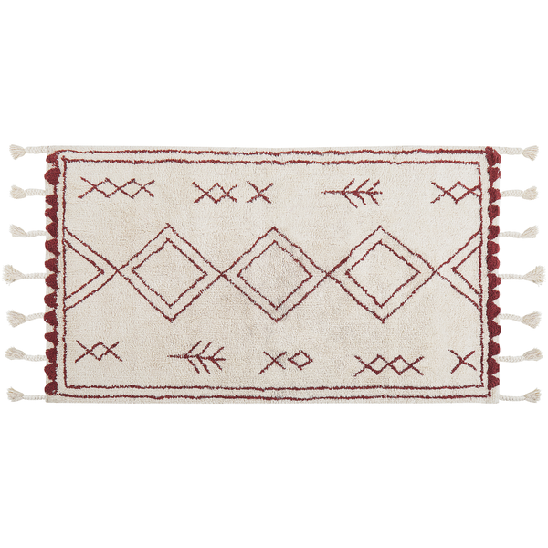 Teppich KENITRA Cremeweiß 80 x 150 cm Baumwolle