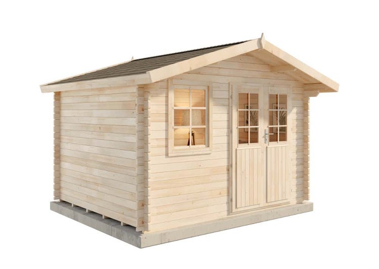 Alpholz Gartenhaus Matti 40 Gartenhaus aus Holz, Holzhaus mit 40 mm Wandstärke Blockbohlenhaus, Naturbelassen 3,6x3m