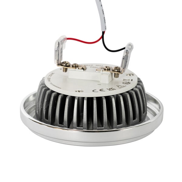 LED-Modul mit Kühlkörper und Anschlusskabeln für Einbaustrahler.