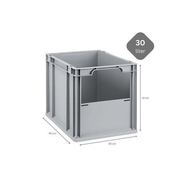 PROREGAL Eurobox NextGen Insight HxBxT 32 x 30 x 40 cm 30 Liter Front Offen Eurobehälter Transportbox