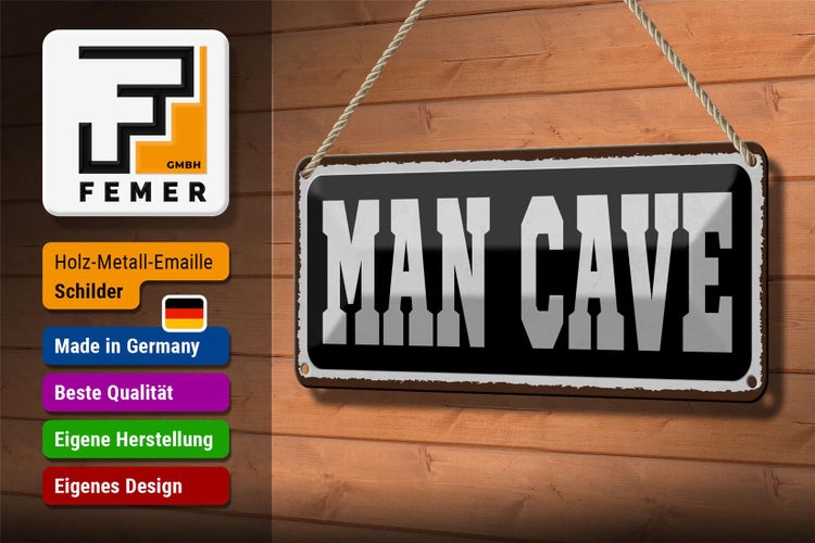 Blechschild Spruch 27x10 cm Man Cave Männer Höhle Dekoration