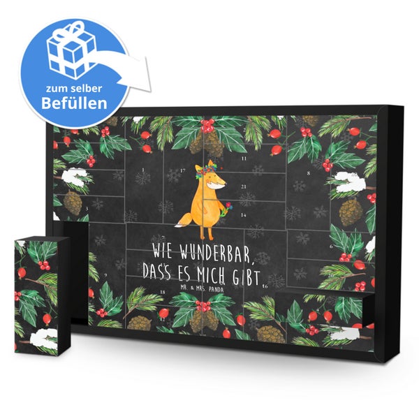 Mr. & Mrs. Panda Befüllbarer Adventskalender Fuchs Blumen - Schwarz